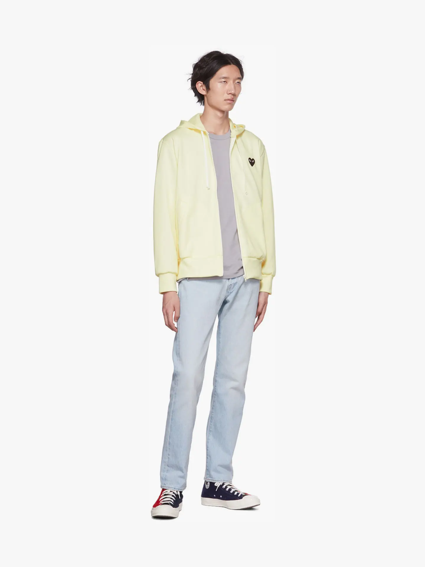 Толстовка Comme des Garcons Play Hooded Zip Sweatshirt with Big Heart Ivory