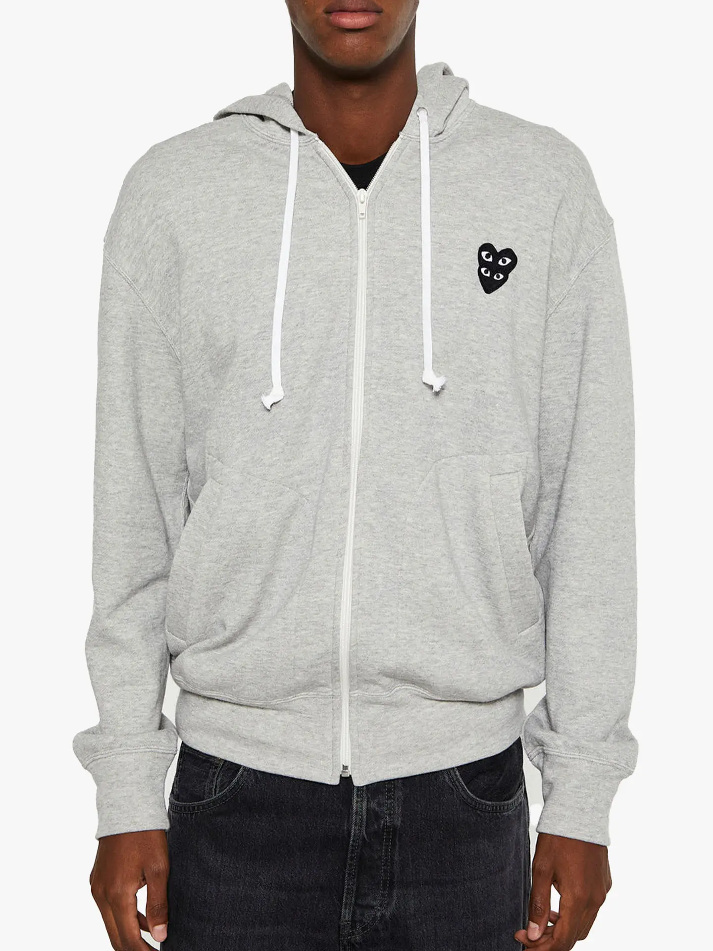 Толстовка Comme des Garcons Play Double Black Heart Hooded Sweatshirt Grey