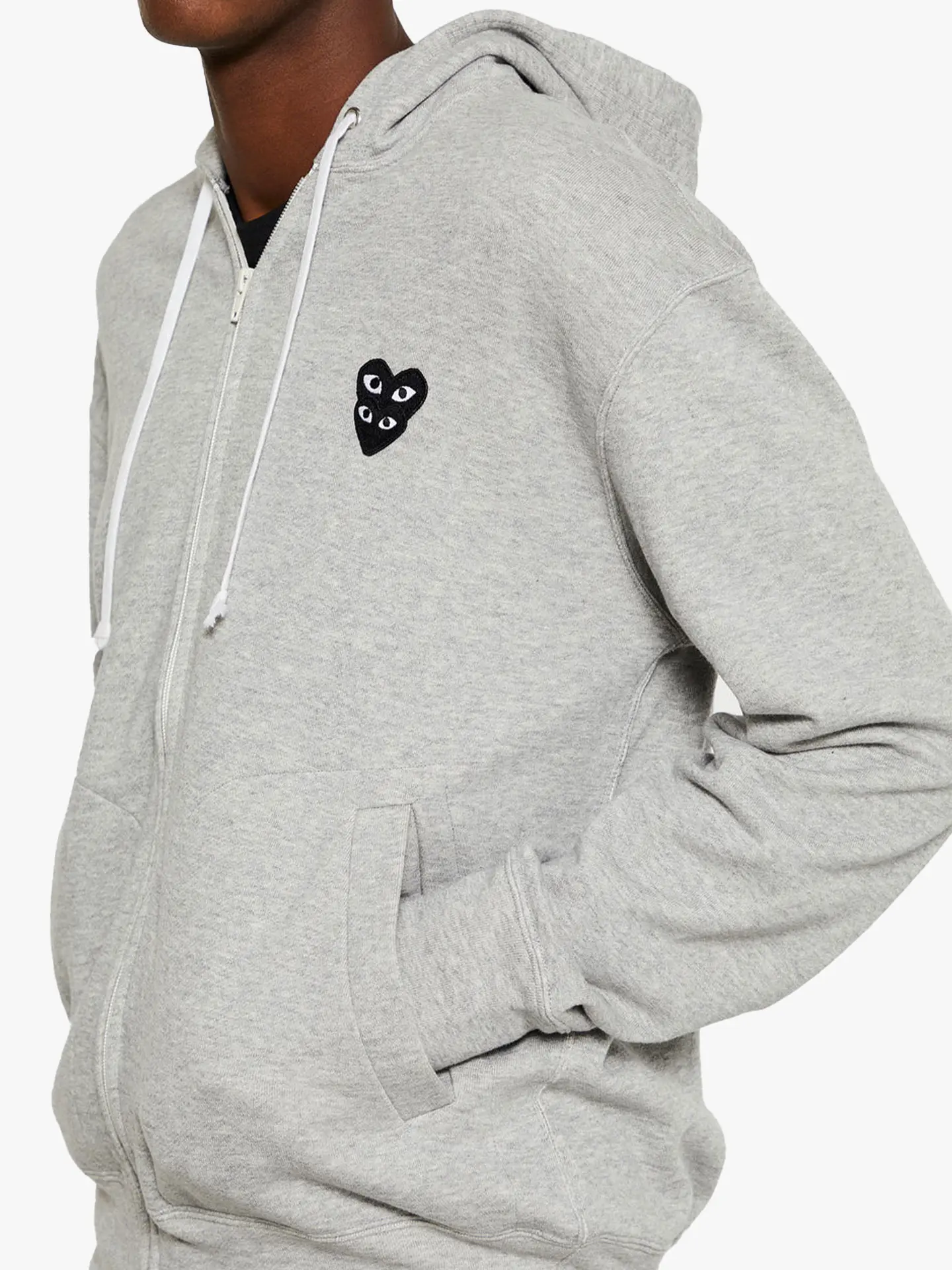 Толстовка Comme des Garcons Play Double Black Heart Hooded Sweatshirt Grey