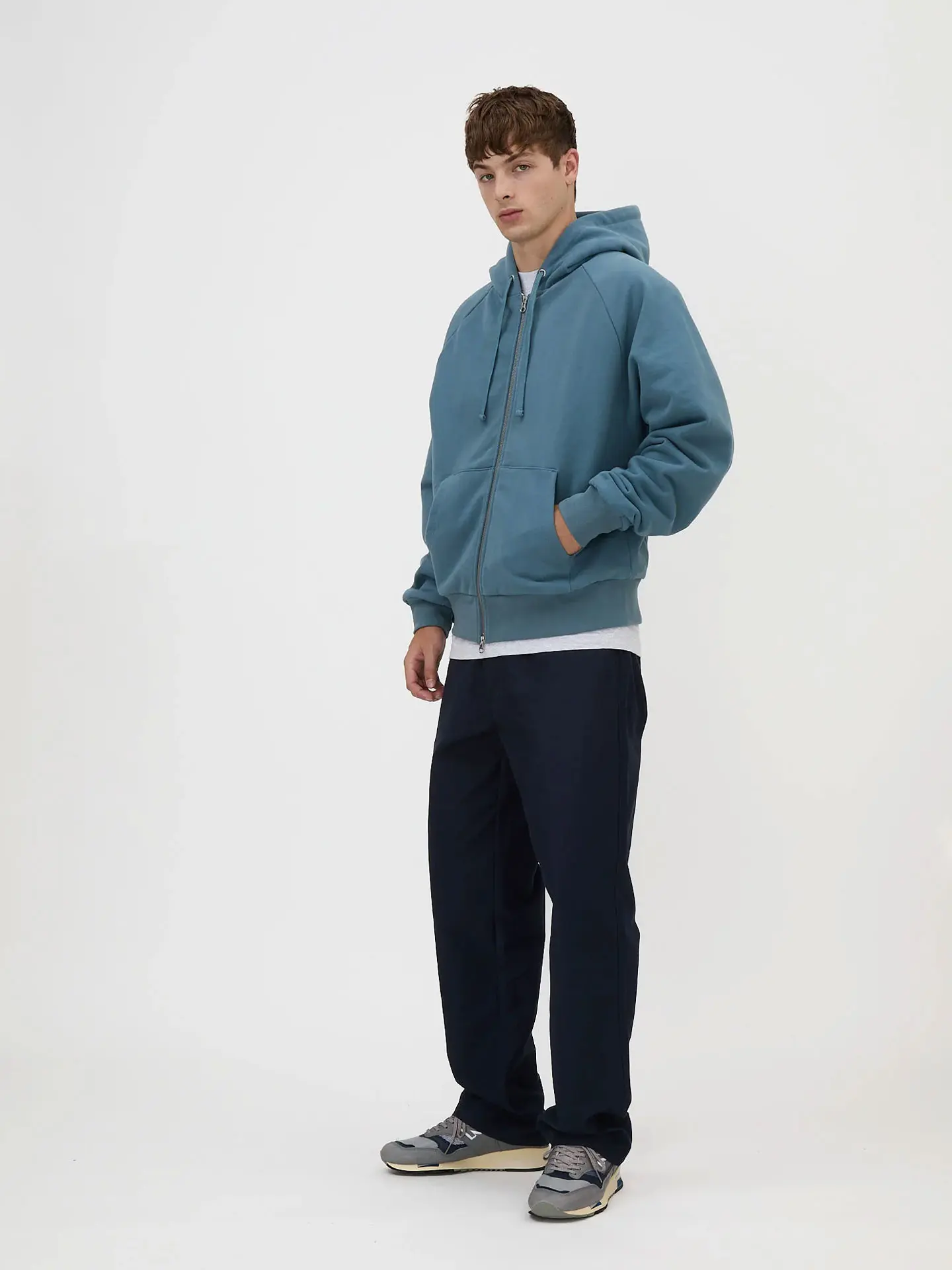 WAFFLE FULL ZIP HOODIE Slate BLUE Худи на молнии синий