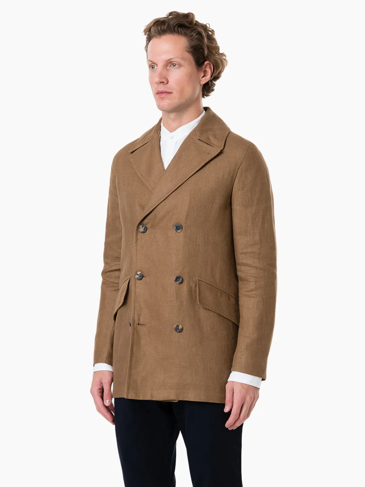 Куртка Private White LINEN MANCHESTER PEACOAT TAN