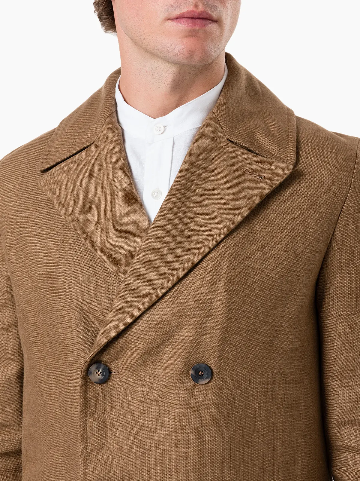 Куртка Private White LINEN MANCHESTER PEACOAT TAN