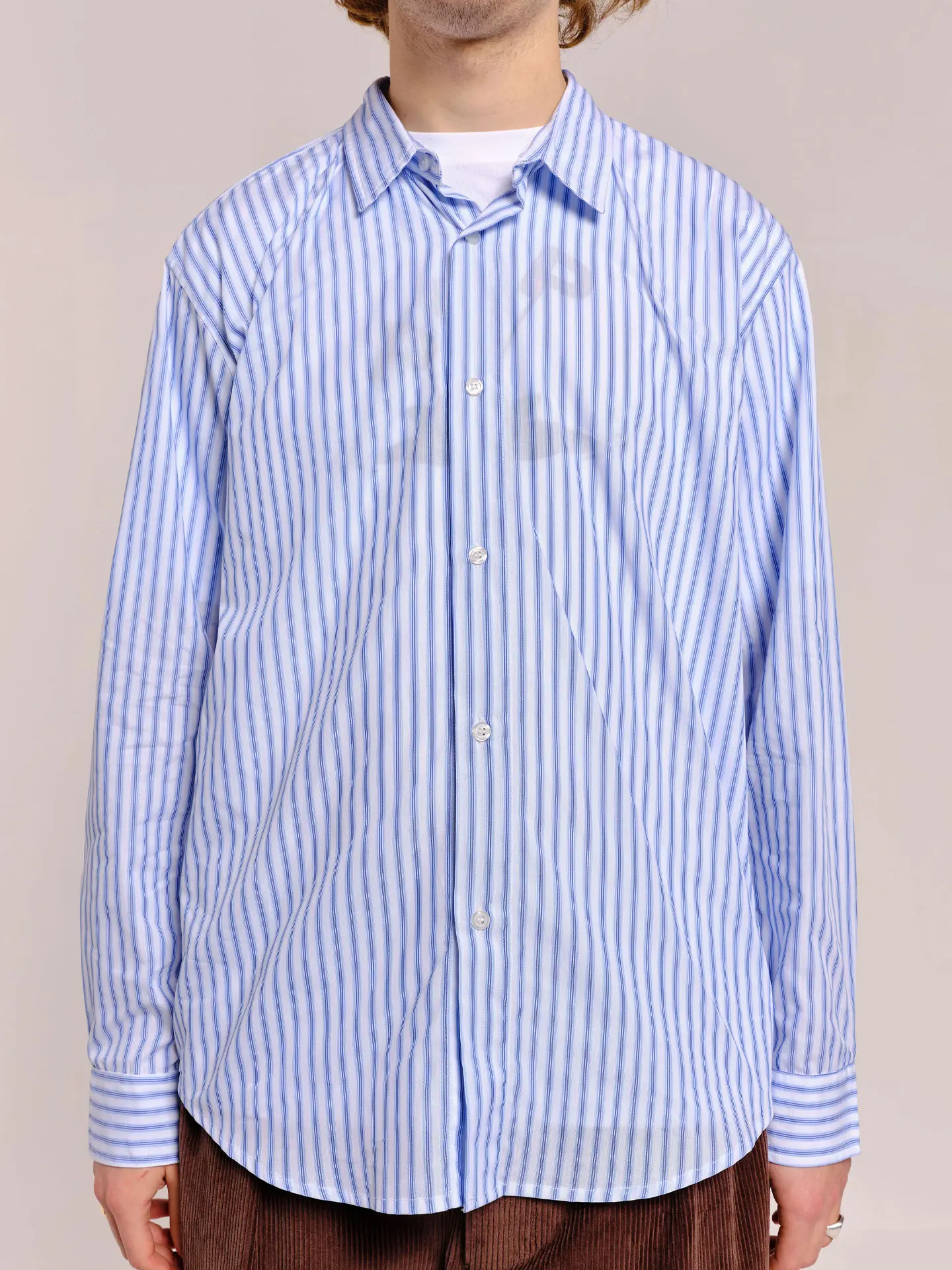 Рубашка Pop Trading Company striped logo shirt white