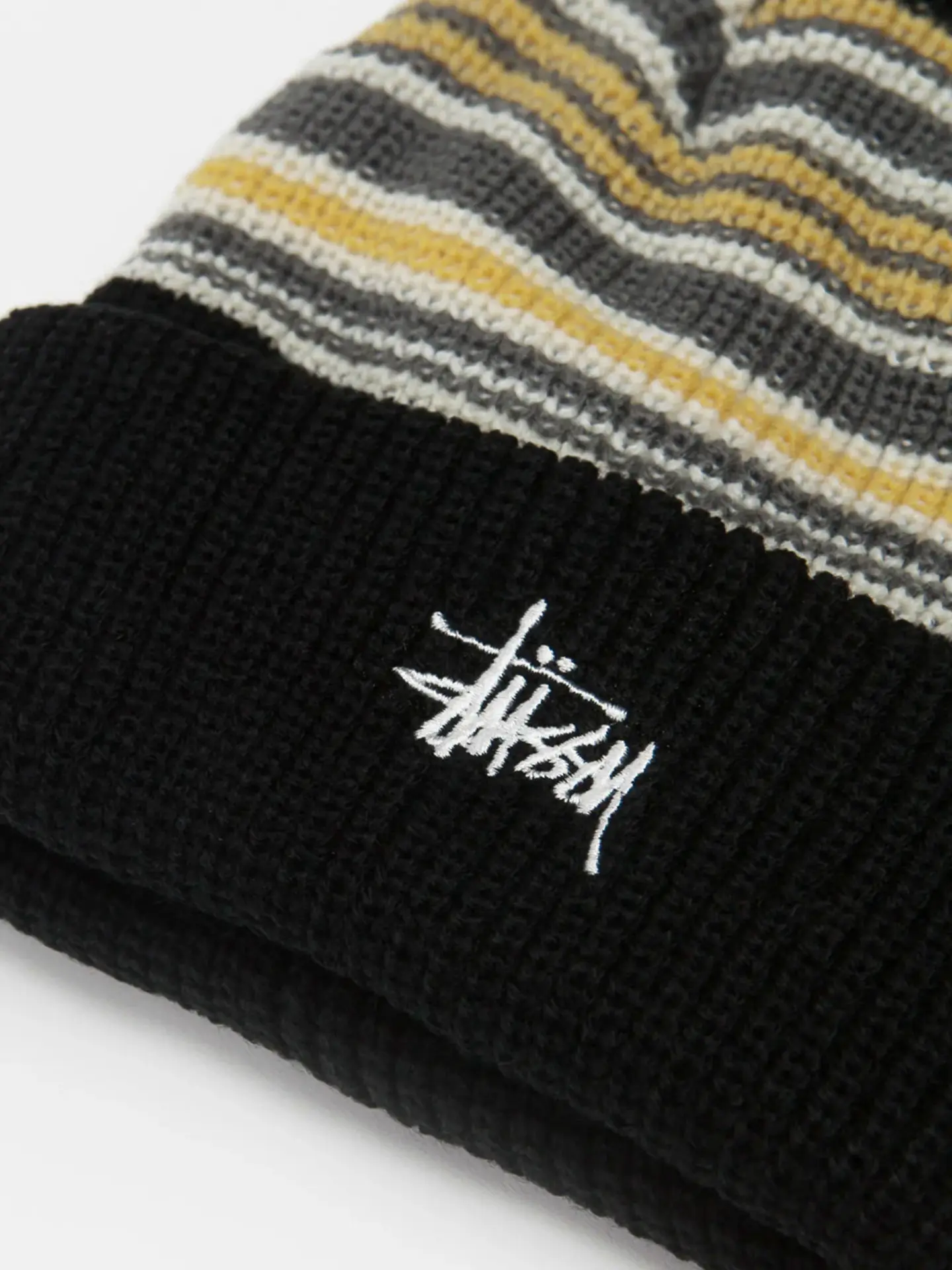 Шапка Stussy Striped Cuff Beanie Black 