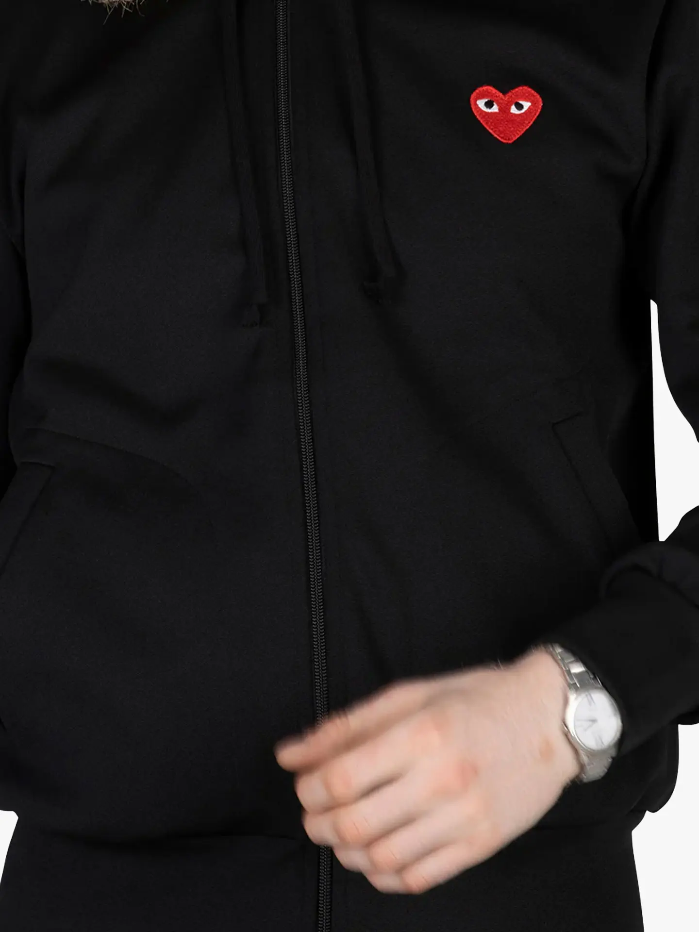 Толстовка Comme des Garcons Play Red Heart Zip-Up Hoodie Black