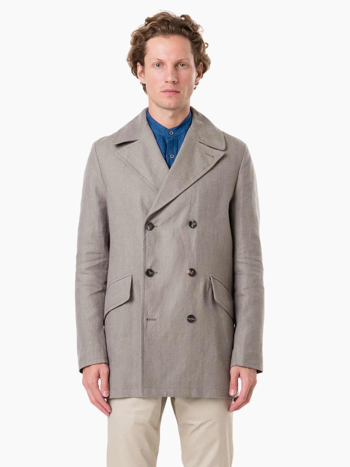 Куртка Private White LINEN MANCHESTER PEACOAT GREIGE