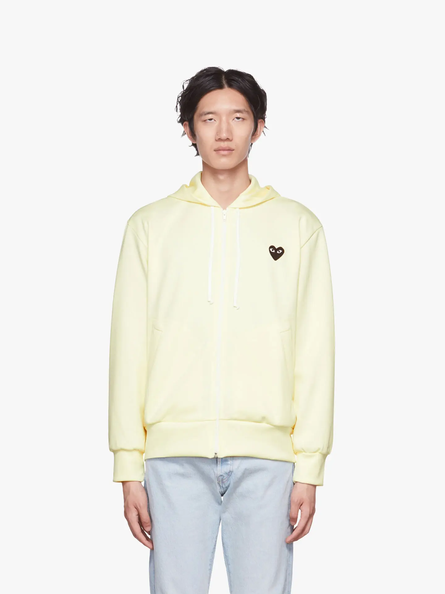 Толстовка Comme des Garcons Play Hooded Zip Sweatshirt with Big Heart Ivory