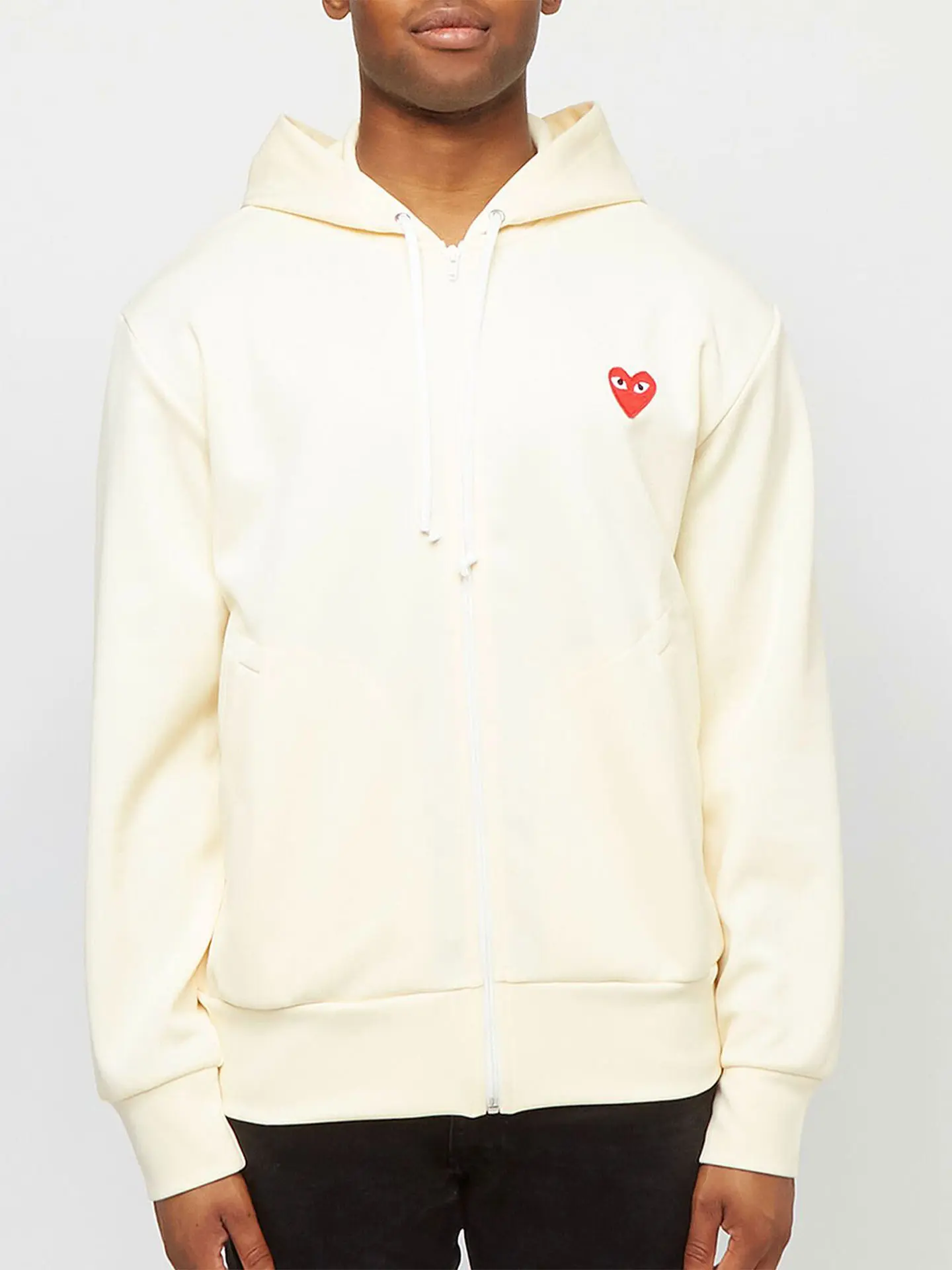 Толстовка Comme des Garcons Play Red Heart Zip-Up Hoodie Ivory