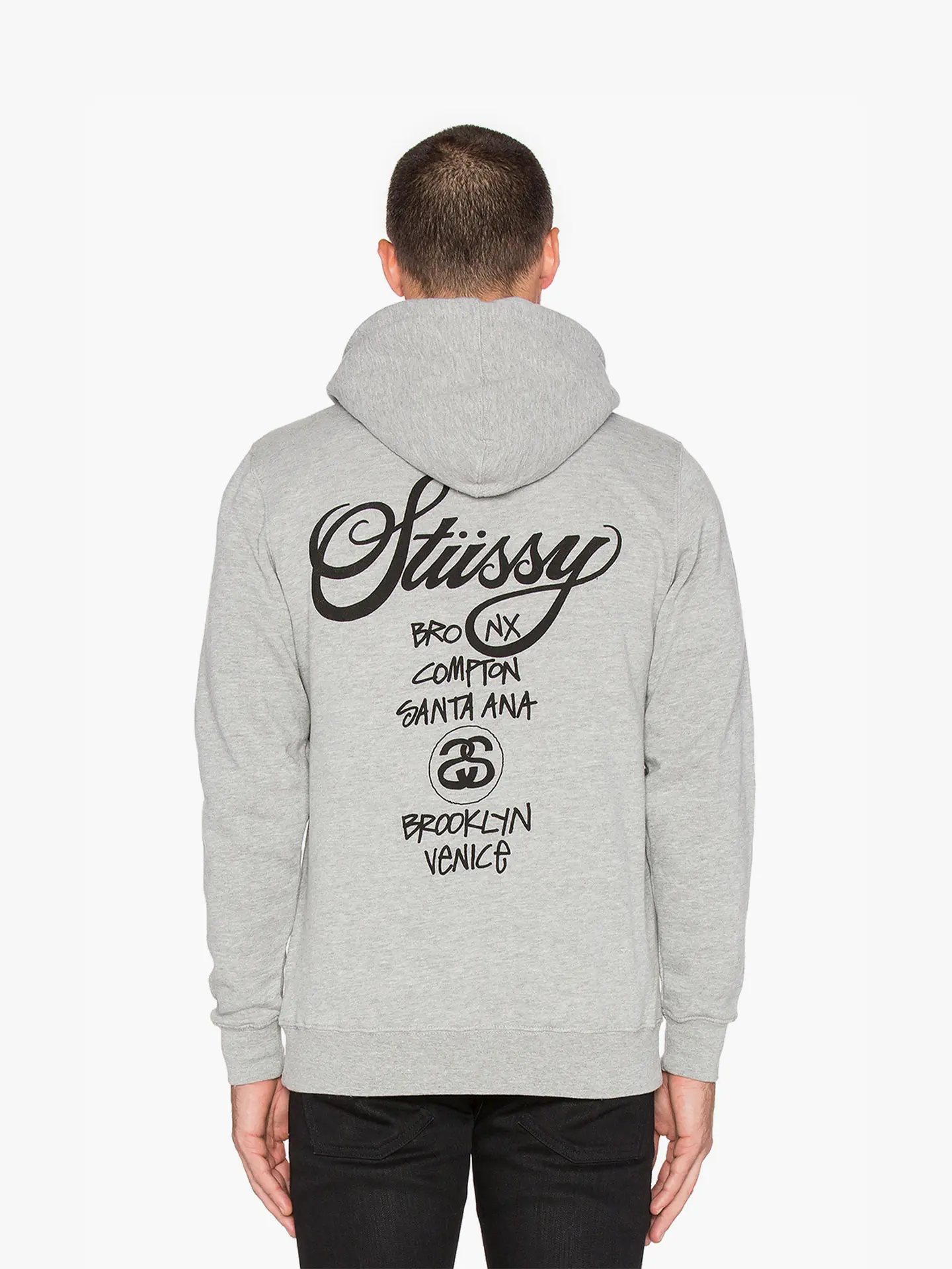 Толстовка Stussy World Tour Zip Hoodie Ash Heather
