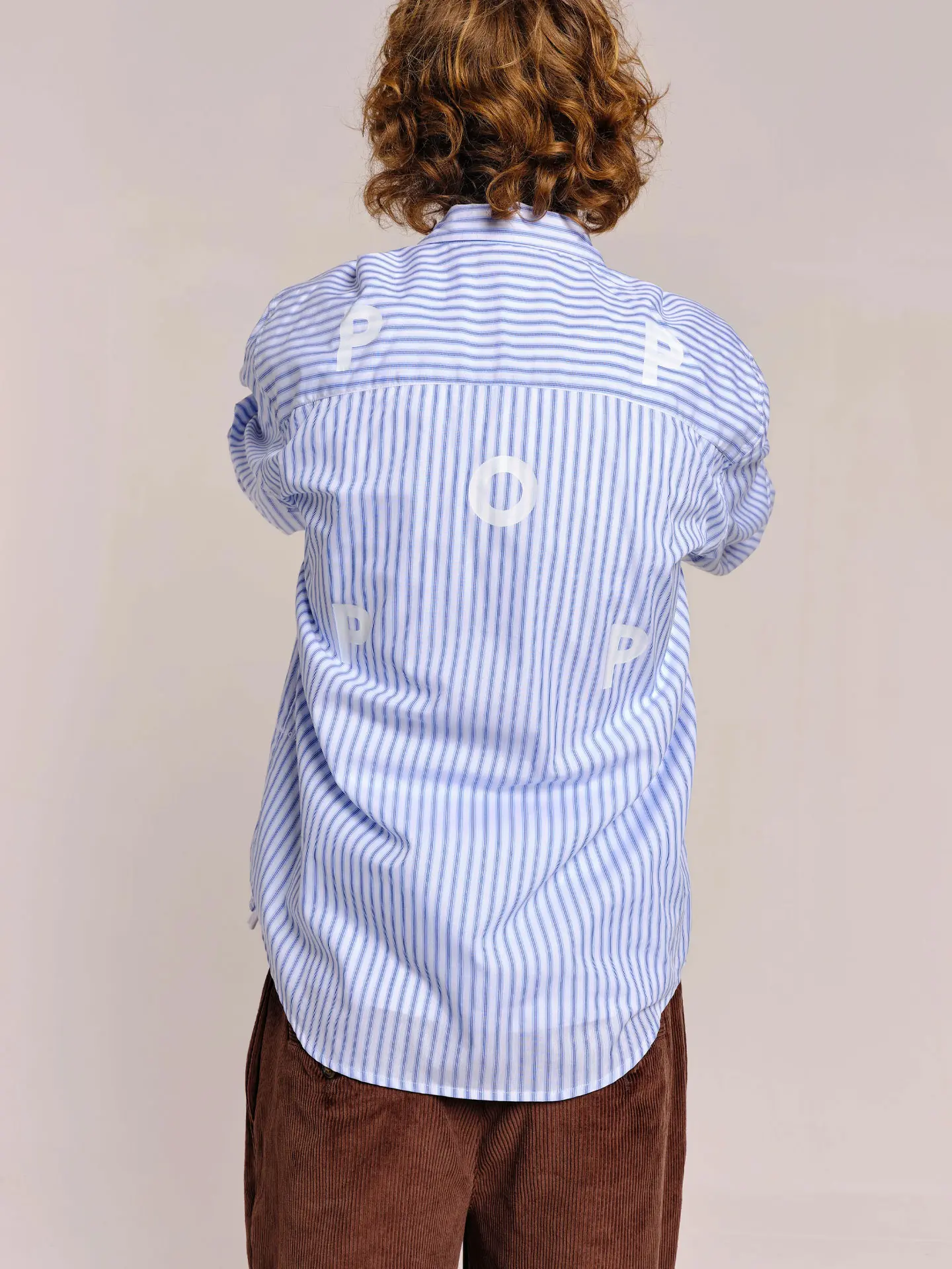 Рубашка Pop Trading Company striped logo shirt white