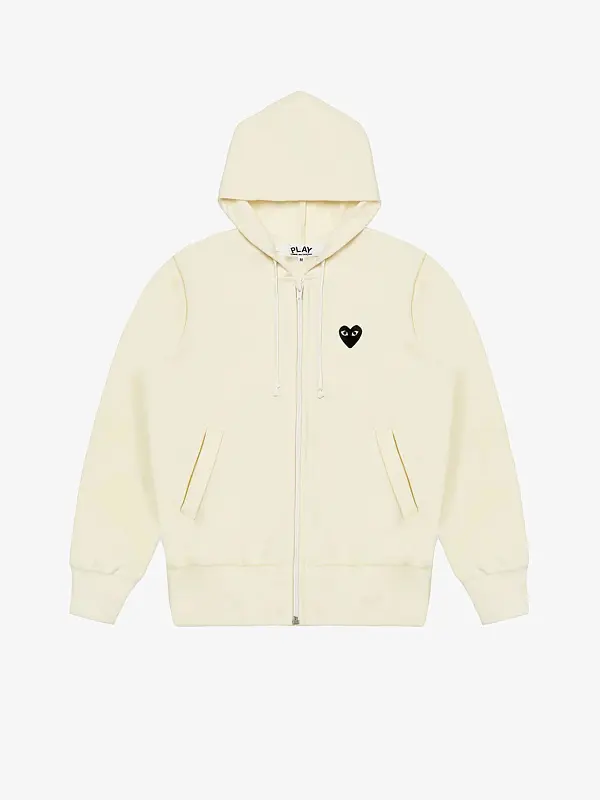 Толстовка Comme des Garcons Play Hooded Zip Sweatshirt with Big Heart Ivory