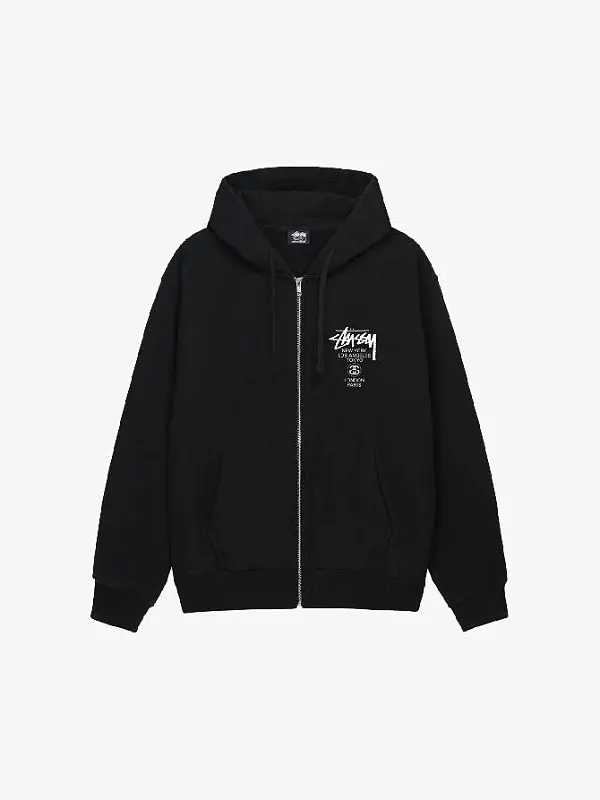 Толстовка Stussy World Tour Zip Hoodie Black