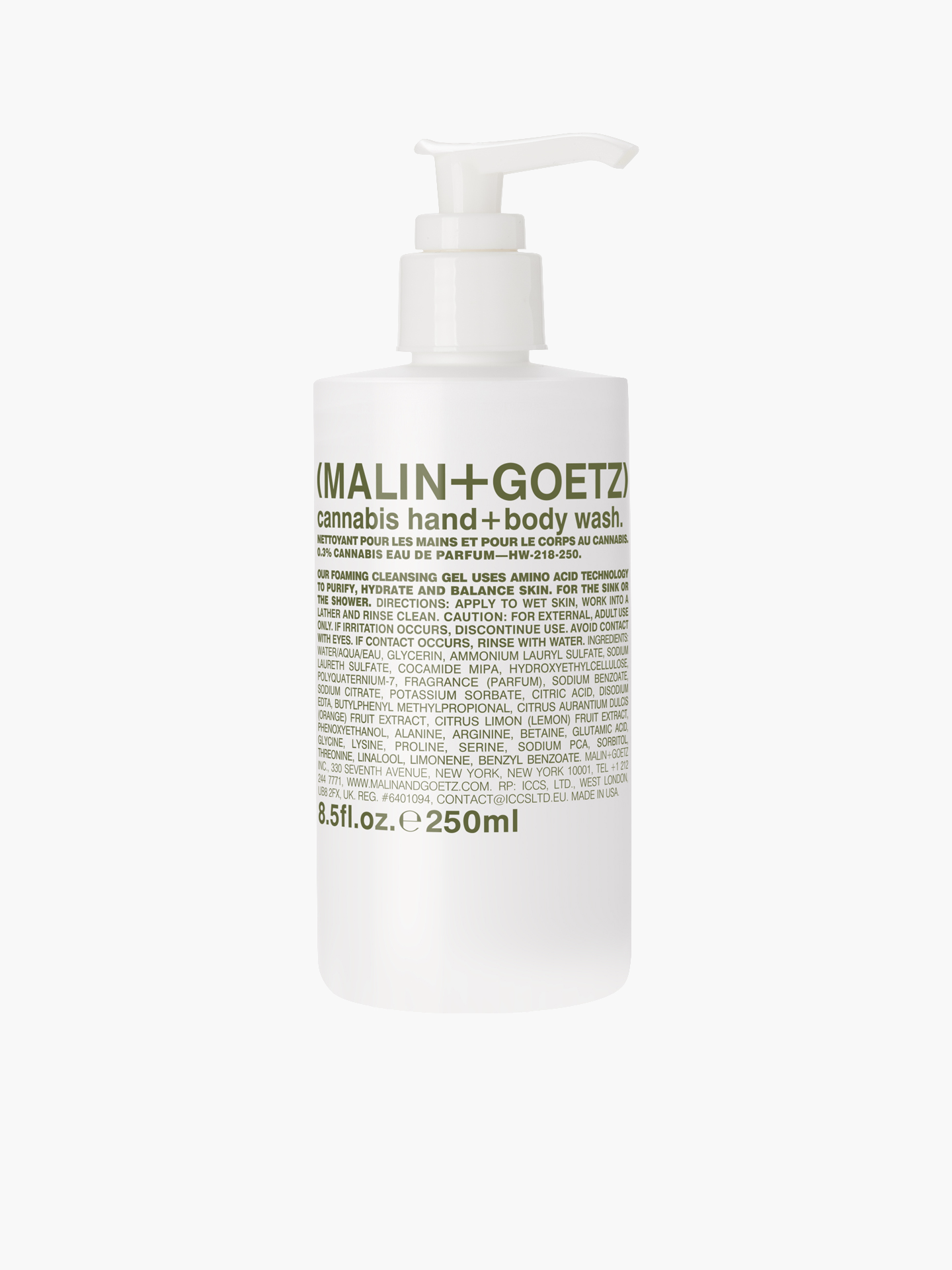 Гель-мыло для тела и рук Malin+Goetz Каннабис 250мл HW218250, цвет белый - фото 2